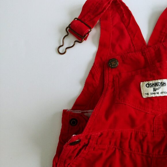 Oshkosh Red Lightweight Corduroy Overalls size 6 Months - Picture 8 of 9